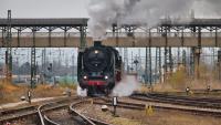 Dampflokomotive 01 066 mit einem Sonderzug in Freilassing